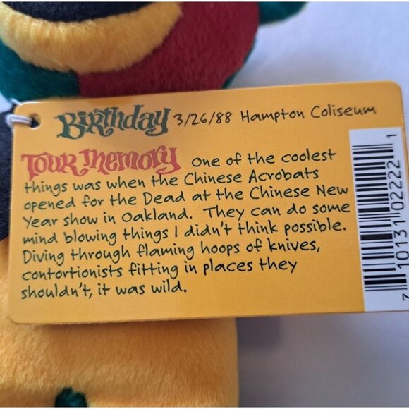 Irie Bear Grateful Dead Bean Beanie Limited Edition Rasta Colors Plush Doll NWT - Picture 4 of 4